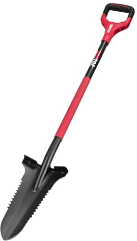 HANTOP Drain Spade Garden Shovel Digging Shovels Root Saw Spade With Ergonomics Oval Steel Handle For Digging, Trenching, Cutting roots,47.2 Inches