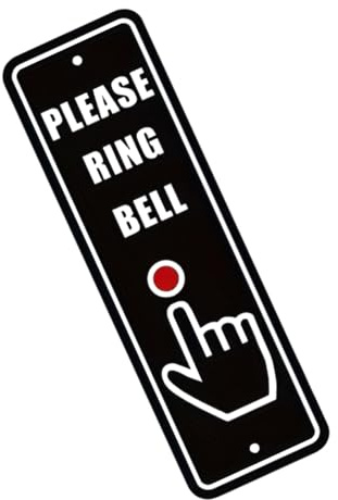 Please Ring Doorbell, Sign High Visibility Ring Doorbell With Self-Adhesive and Pre-Drilled Holes, Easy Mounting on Door or Wall Plaque for Residential/Commercial Use