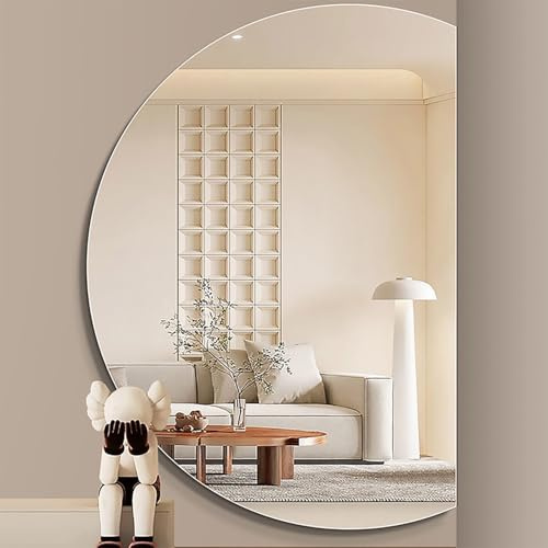 Specchio da toeletta retroilluminato dimmerabile, specchio da bagno a mezzaluna LED per parete, specchio decorativo per la casa illuminato senza cornice con antiappannamento, infrangibile (t