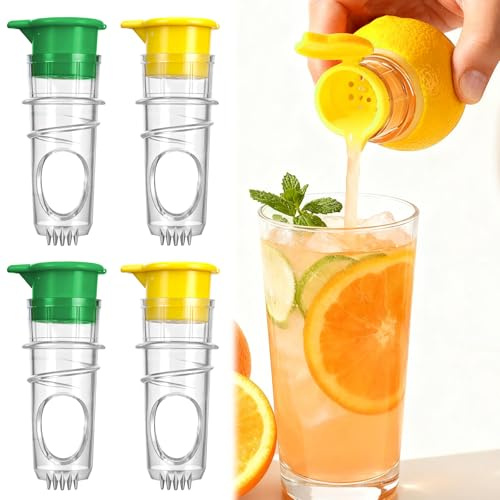 QFGasre citronpress, 4 stycken, manuell citronpress, bärbar, robust, tillverkad av plast, limepress, lätt att rengöra, limepress, barverktyg för cocktails, matlagning, drycker