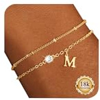 Maynor Armband Damen mit Buchstaben 5A Zirkonia Anhänger,Initialen A-Z 18K Vergoldet Armbänder, Personalisierte Namensarmband Schmuck Geschenk Frauen Mädchen Frau Mama
