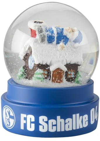 FC Schalke 04 Schneekugel Holzhaus – Offizieller S04 Fanartikel – Winter & Weihnachtsdeko – Geschenk für Schalke Fans – Deko Schneekugel mit Vereinshaus Design