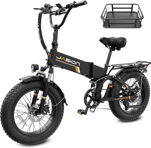 Jasion Hunter Pro Foldable Electric Bike, 30+MPH & 80 Miles Long Range, 1800W Peak Motor, 720WH Removable Battery, 20''*4 Fat Tire, App Control & Full Suspension Bicycle, Dual Hydraulic Brakes E-Bike