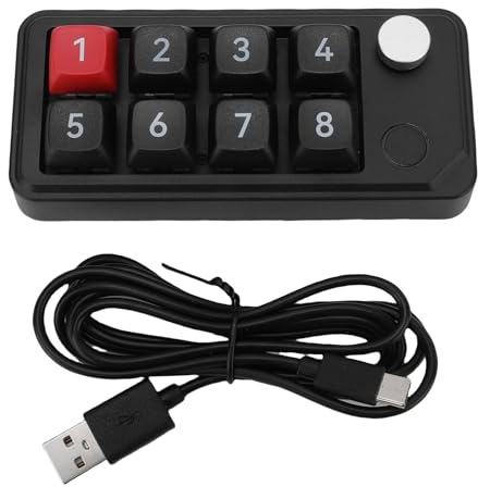Hominas Tastierino numerico USB C Tastiera Meccanica Macro programmabile 8 Tasti (Nera)