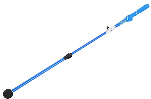 Dam Skerisi Entrenador de Swing de Golf Telescópico, Ejercitador de Swing Ajustable, Palo de Aluminio con Empuñadura de Goma y Cabeza de Silicona, Diseño Plegable para Corrección de Posición d (Azul)