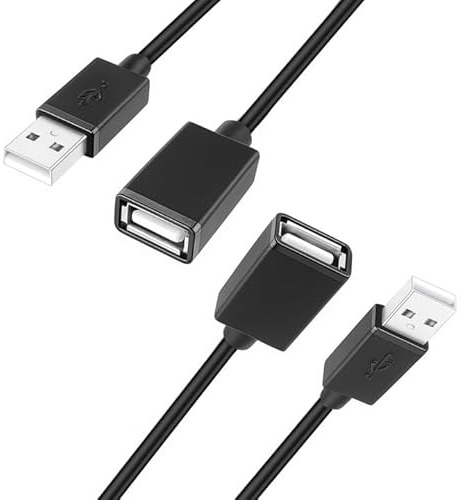 2 Pack USB 2.0 Extension Cable,2m+2m USB A Male to A Female Extender Cable,480Mbps Data Transfer Extension Lead Cables for Printer,Scanner,Camera,Keyboard