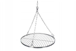 FEINZ Grillrost Edelstahl Ø 600 mm mit Kette und Rolle | Dreibein Grill, Feuerrost, Rund, höhenverstellbar, Kurbel, Schwenkgrill, Feuerstelle, Lagerfeuer, Outdoor, Garten