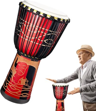 Tamburo a mano di Bongo, tamburo di Bongo - 8 pollici di tamburo a mano multicolore intagliato a mano,Strumenti a percussione, decorazione musicale artistica per lezioni di musica, attività