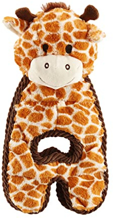 Petstages Cuddle Tugs - Quietsch-Plüschspielzeug für Hunde - Giraffe - robust - Gelb - Einheitsgröße