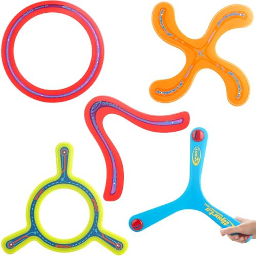deAO 5 Stück Bumerang, Buntes Bumerang für Kinder, Wurfspiel für Kinder Boomerang, Rückkehr Boomerang-Sportspielzeug, Frisbee Ring für Anfänger und Junge Werfer