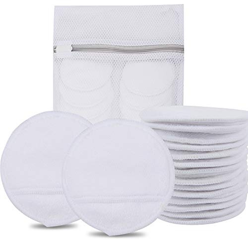 KinHwa 14 Pack Makeup Remover Pads Reusable Microfibre Round Face Pads for Face Eyes Lips Washable Face Cloths for All Skin Types White