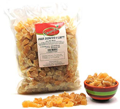 Zenzero Disidratato a Cubetti da 1kg - con zucchero di canna - ginger di prima qualità - frutta disidratata - candita - senza zucchero cristallizzato - SORRENTINO