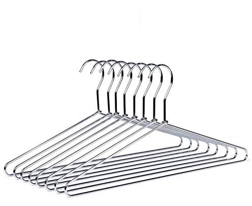 Amber Home 10 Stück 43cm Chrom Eisen Kleiderbügel, Silber Metall Kleiderbügel für Anzug T-Shirt Hemd Jacke Kleid Hose, Robust und Haltbar