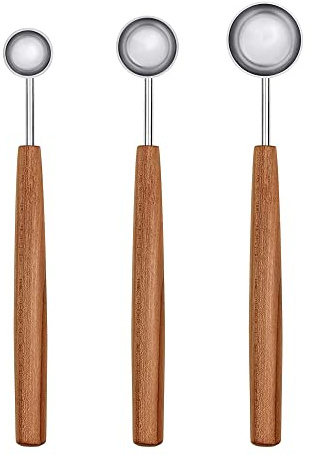 triangle Messlöffel-Set Sense - 3-tlg. Pflaumenholz & Edelstahl | Gewürzlöffel mit extra langem Griff, 1/4 bis 1 TL - Made in Solingen/Germany - Lieferung im Geschenkkarton, Made in Germany