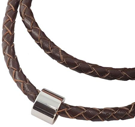 König Design Lederkette Anhänger Lederband Leder-Armband Damen Halskette mit Hebeldruckverschluss geflochten