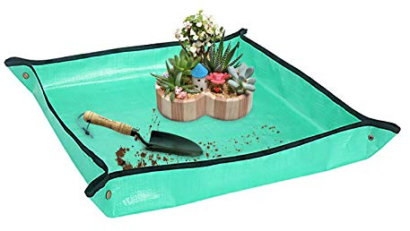 Nwvuop 100cm x 100cm Plant Repotting Mat Waterproof Planting Operation Mat Thicken Indoor Transplanting Planting Tarp Mat, Green