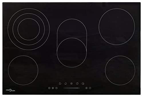 vidaXL Glaskeramikkochfeld mit 5 Zonen Touch-Bedienfeld Kindersicherung Elektrisch Domino Kochfeld Einbaukochfeld Kochplatte 90cm 8500W