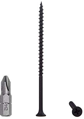 Lot de 300 vis à bois en acier carbone phosphate noir 4,2 x 90 mm Vis à bois pour cloison sèche, fixations pour panneaux d'aggloméré, tête de bugle Phillips (300, 4,2 x 90 mm)
