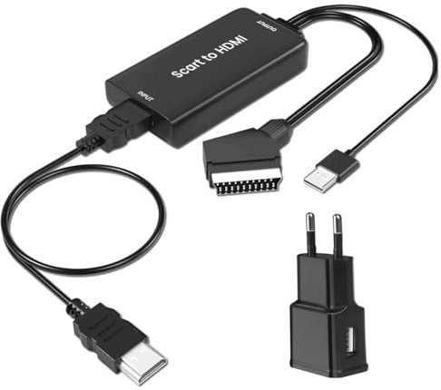 AMANKA Cavo Adattatore Scart HDMI, Convertitore da Scart a HDMI Connettori Video Audio Supporta Stereo HD 720/1080P per HDTV/Proiettore/Lettore DVD/Blu-ray SKY/PS3/xbox/Monitor