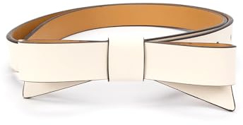 kate spade new york Women's .75 Inch Bow Belt, Parchment/Gold, M