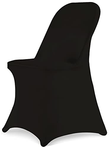 HAINARverS Stretch Spandex Folding Chair Covers 30PCS Universal Fitted Chair Cover Protector for Wedding,Party, Banquet, Holidays, Celebration, Decoration (Black, 30 PCS)