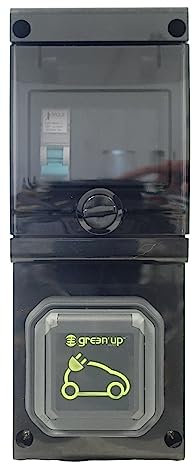 Carré Rouge - Ladekoffer für Elektrofahrzeuge mit Green'Up Legrand Haushaltsstecker NF und Fehlerstromschutzschalter 20 A – IP44 – 11 x 28 x 9,5 cm