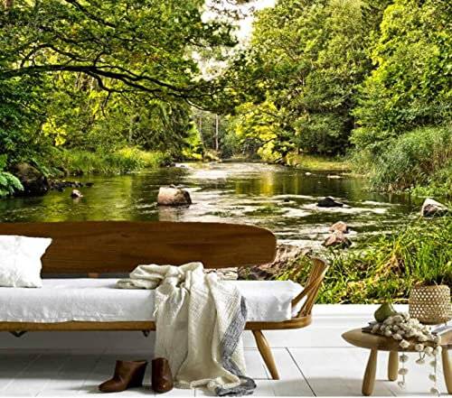 Benutzerdefinierte große Wandbilder, Sommer, Flüsse, Wälder, Bäume, Naturtapeten, Wohnzimmer, Sofa, TV-Wand, Schlafzimmer, Wandbild * 350 cm x 256 cm (137,8 x 100,8 Zoll)