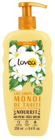 LOVEA - Lait Corps - Monoï De Tahiti - Nourrit & Adoucit - Pour Peaux Très Sèches - 96% D'Origine Naturelle - Sans Silicone - Vegan - Fabriqué En France - 250 ml