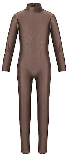 ranrann Barn flicka trikåer gymnastik jumpsuit klassisk dans outfit konståkning bodysuit sport yoga danskläder 5–16 år, kastanj, 13-14 ans