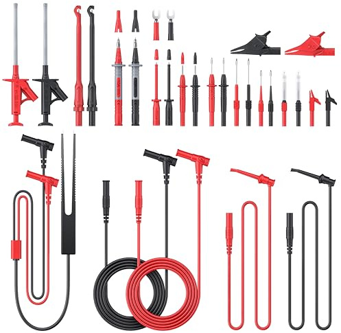 ALLmeter 27 Pcs Kit de Sondes de multimètre Câbles multimetre Cordon multimetre, Pince crocodile, crochet de test, sondes de perforation, Fiche banane