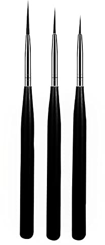 luoshaPUCY 3 Pièces Pinceaux en Détail à Ongles (Noir) | Pinceau Nail Art Ongles Pinceau Liner de détail pour Ongle Gel pour dessiner des lignes DIY la Conception