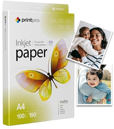 Fotopapier Printpro von Colorway matt 190g/m² 50, 100, 500 Blatt A4 Sofort Trocken Wasserfest für alle Tintenstrahldrucker (100)