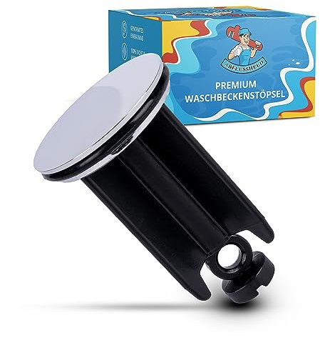 ABFLUSSHELD Waschbeckenstöpsel 40mm - Edelstahl Abflussstopfen Höhenverstellbar - Abfluss Stöpsel mit Dichtung - Universal Stöpsel Waschbecken - Excenterstopfen