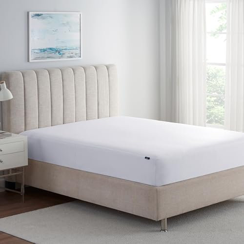 Serta Power Guard Matratzenumhüllung, 193 x 203,2 cm, leise, atmungsaktiv und wasserdicht, Matratzenschoner mit Reißverschluss, 45,7 cm elastische, Tiefe Tasche für sicheren Sitz,
