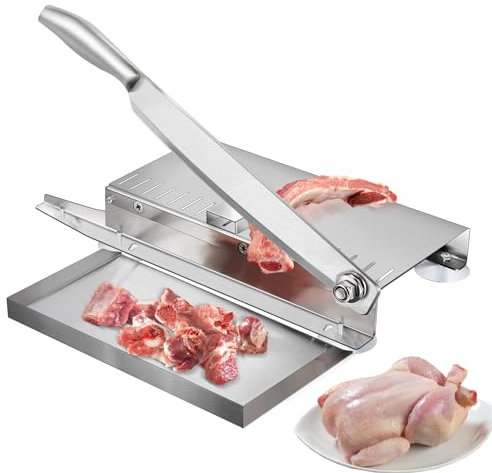 ZMIN Fleischschneider, Knochenschneider, 50,8 cm, Manueller Rippenzerkleinerer Für Huhn, Fisch Oder Rindfleisch, Gefrorener Fleischschneider Aus Edelstahl Mit Lebensmittelablage,L