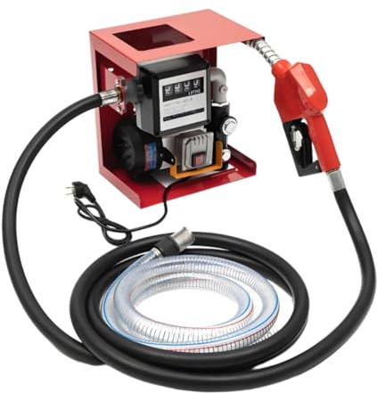 ieLsngai Dieselpumpe Zählwerk Heizölpumpe 550W,Selbstansaugend Heizölpumpe Ölabsaugpumpe 60L/min mit Automatische Zapfpistole,Professionelle Ölpumpe mit Zählwerk, 4m Schlauch