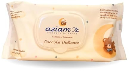 Aziamor Salviette Detergenti per Neonato Cambio Pannolino In tessuto nido d'ape Salviettine Extra delicate Senza Alcool con chiusura in plastica 12 Confezioni da 72 Pezzi (720 salviettie)
