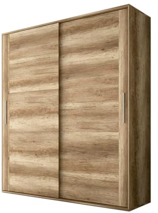 amuéblate Online - Armario 2 Puertas Correderas con Altillo Florida para Dormitorios de Matrimonio o Individuales, Color Cañón, Medidas: 180 cm (Ancho) x 208 cm (Alto) x 55 cm (Fondo)