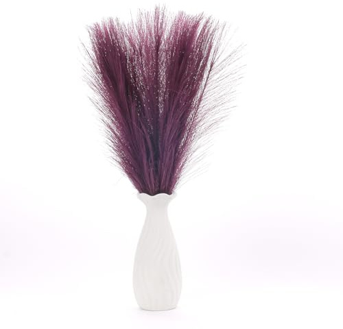 Uxney Pampasgras Deko 55cm, Boho Heimdekoration Künstliche Trockenblumen Modernes Kunstgras für Wohnzimmer, Schlafzimmer, Vasen , Bodenvasen & Tischdeko(Tiefes Lila ， 20 Stück)