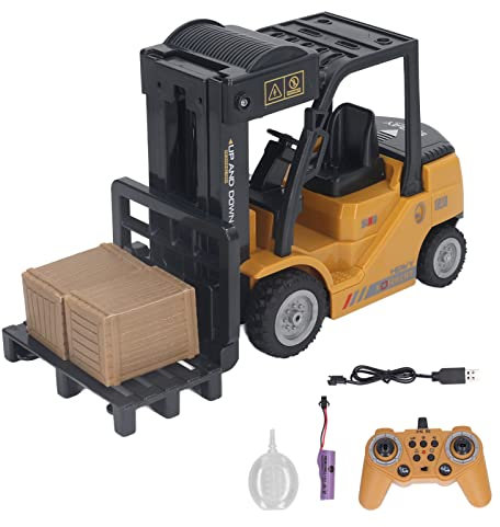 Srliya 1:24 Chariot élévateur télécommandé Professionnel Entièrement Fonctionnel, Son et Lumière, Chariot élévateur en Alliage, Jouet de Construction, Véhicule D'ingénierie pour Enfants