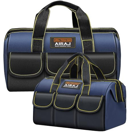 AIRAJ Werkzeugtasche 14 und 18“,Weit öffnender Werkzeugtasche Mit 5 Taschen,Blau-schwarze Kleine Multifunktionale Aufbewahrungstasche Für Verschiedene Werkzeuge,Elektriker,Zimmermann,Mechaniker