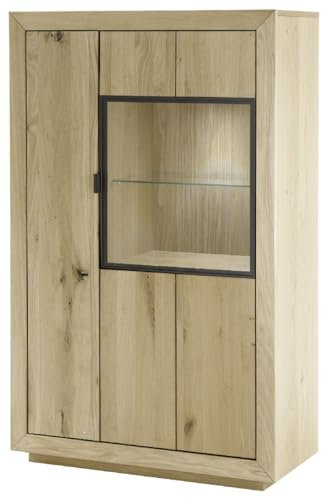 FURNARO Denver Stauraumelement mit 2 Türen Links angeschlagen Wildeiche teilmassiv Bianco geölt BHT 90x144x40 cm