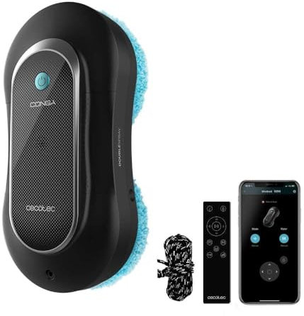 Cecotec Robot Lavavetri Conga Windroid 1090 Double Spray Connected. 3in1; Spruzza, Pulisce e Asciuga, Doppio Spray, App e Telecomando, 8 Modalità, Raggio d'azione 7,5m, Corda di Sicurezza, Kit Pulizia