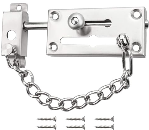 Namvo Stainless Steel Sliding Bolt With Anti-Theft Chain Inner Door Chain Latch Inner Door Lock Reliable High Security Security Door Lock Suitable For Home Hotel