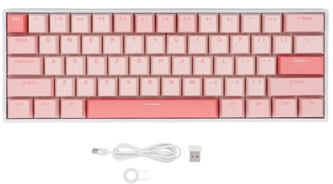 Yanmis Kabellose oder Kabelgebundene -Gaming-Tastatur, 61 Tasten, 60% Mechanische Tastatur, 2,4 G, Kabelloser Roter Schalter, Hintergrundbeleuchtung, RGB-Lichter für PC, Laptop,