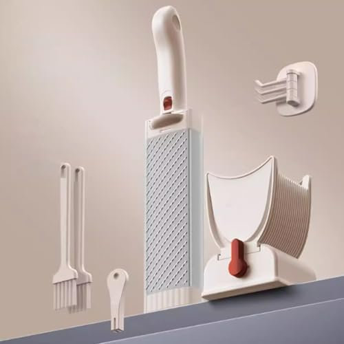 meat slicer machine for home, food slicer Cleaver Kitchen Manual Knife Set with knife seat, Thickness Adjustable 2-4 mm, hang short, Stainless Steel meat cutter for Meat Slicing Shredding white