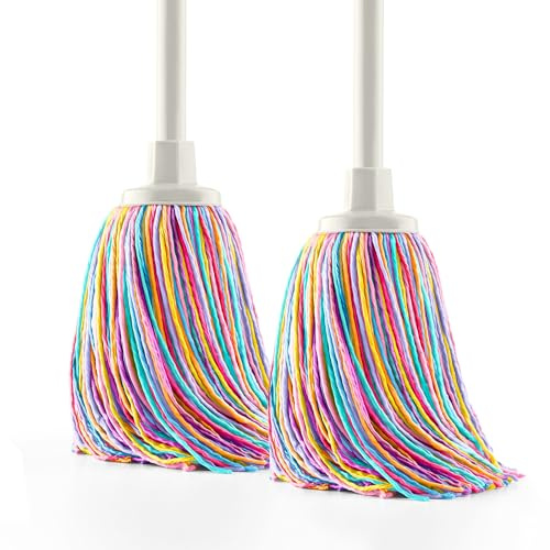 Happy Rainbow - Pack 2 fregonas de Microfibra reciclada Super absorbentes con Rosca Universal Cabezal Extragrande 22 cm sostenibles y Resistentes para Limpieza de Suelos y hogar