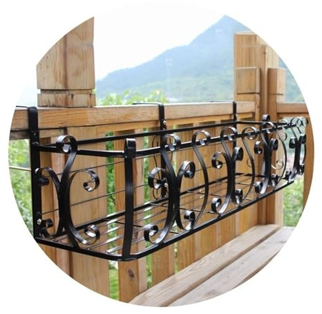 Jardinière Suspendue pour Rebord De Fenêtre Et Balcon – Support pour Pots De Fleurs Peu Encombrant, Panier Rangement Garde-Corps, Étagère Décorative Plantes D'intérieur(60 * 23 * 19cm)