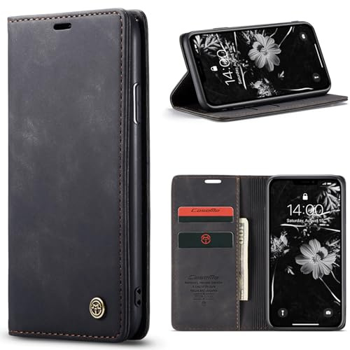 Phernykas Handyhülle für iPhone 11 Hülle Leder,Magnetische Klapphülle mit kartenfach und Standfunktion Smartphone Schutzhülle Lederhülle iPhone 11 Flip Book Case (Schwarz)