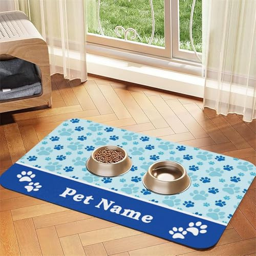 ZYHJJ Personalisierte Napfunterlage,mit Foto und Namen,Fressnapf Matte für Hunde,Personalisierbare Napfunterlage für Katzen,Absorbierend Anti-Rutsch